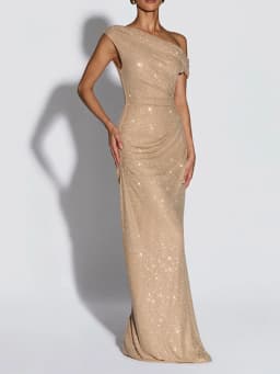 Elegant One Shoulder Sequins Party Dress Chic Sexy Backless Fold Design Slim Fit Female Long Gown 2026 NEW Party Evening Outfits