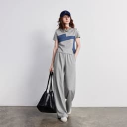 TOYOUTH Women Two Piece Set 2026 Summer New T-Shirt Wide Leg Pants Color Block Splicing Casual Sporty Trendy Outfits