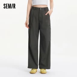 Semir Women Pants Pleated 2026 Drawstring Elastic Waist Workwear Wide Leg Urban Casual Everyday Style Soft Comfortable
