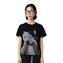 MOVEUP Short Sleeves Round Neck T-Shirt 2026 Summer New Pure Cotton Cat Print Tees Commuting Loose Fit Top For Women 325210580