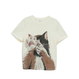 MOVEUP Short Sleeves Round Neck T-Shirt 2026 Summer New Pure Cotton Cat Print Tees Commuting Loose Fit Top For Women 325210580