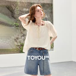 TOYOUTH Women Shirts 2026 Summer New French Style Square Neck Puff Sleeve Jacquard Pastoral Atmosphere Fairy Elegant Casual Tops