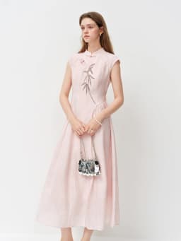 FSLE New Chinese Style Embroidery Slim-Fit Long Dress for Women 2026 Summer New Arrivals A-Line Waist-defining Skirt for Dates