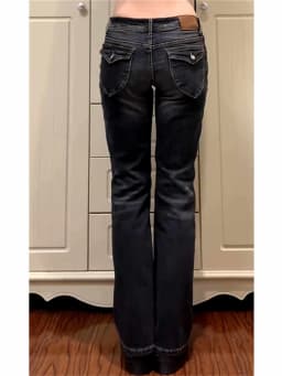 Women's Low Rise Flared Jeans Black Bootcut Jeans American Retro Denim Pants Y2k Japanese 2000s Harajuku Bell Bottom Skinny Jean
