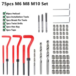 XCAN Thread Repair Tool 25pcs M3/M4/M5/M6/M7/M8/M10/M12/14 for Restoring Damaged Thread Spanner Wrench Twist Drill Bit Hand Tool