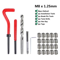 XCAN Thread Repair Tool 25pcs M3/M4/M5/M6/M7/M8/M10/M12/14 for Restoring Damaged Thread Spanner Wrench Twist Drill Bit Hand Tool
