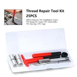 XCAN Thread Repair Tool 25pcs M3/M4/M5/M6/M7/M8/M10/M12/14 for Restoring Damaged Thread Spanner Wrench Twist Drill Bit Hand Tool