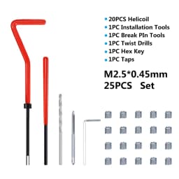 XCAN Thread Repair Tool 25pcs M3/M4/M5/M6/M7/M8/M10/M12/14 for Restoring Damaged Thread Spanner Wrench Twist Drill Bit Hand Tool