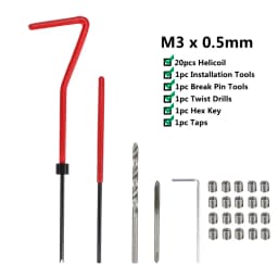 XCAN Thread Repair Tool 25pcs M3/M4/M5/M6/M7/M8/M10/M12/14 for Restoring Damaged Thread Spanner Wrench Twist Drill Bit Hand Tool