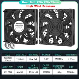 YOUNUON 60mm 80mm 90mm 120mm EC Brushless Fan AC 110V 115V 120V 220V 240V Axial Fan with Srews/Grill 6025 8025 9225 12025 12038