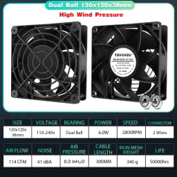 YOUNUON 60mm 80mm 90mm 120mm EC Brushless Fan AC 110V 115V 120V 220V 240V Axial Fan with Srews/Grill 6025 8025 9225 12025 12038