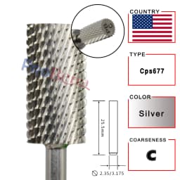 RolinStar 6.6 Large Barrel Silver Steel Carbide High Quality Remove Gel Polish 4XC Acrylic