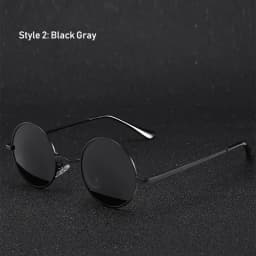 Retro Vintage Round Polarized Sunglasses Men Brand Designer Sun Glasses Women Alloy Metal Frame Black Lens Eyewear Driving UV400