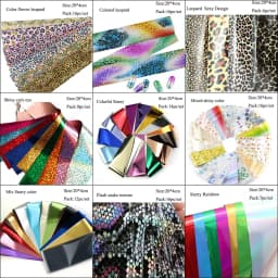 16Pc Holographic Nail Foil Set Starry Transfer 20*4cm Sticker Laser Flowers Leopard Mix Design Decal DIY Nail Art Decoration