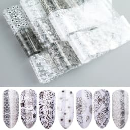 16Pc Holographic Nail Foil Set Starry Transfer 20*4cm Sticker Laser Flowers Leopard Mix Design Decal DIY Nail Art Decoration