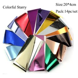 16Pc Holographic Nail Foil Set Starry Transfer 20*4cm Sticker Laser Flowers Leopard Mix Design Decal DIY Nail Art Decoration