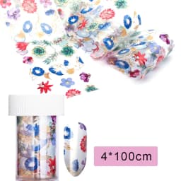 16Pc Holographic Nail Foil Set Starry Transfer 20*4cm Sticker Laser Flowers Leopard Mix Design Decal DIY Nail Art Decoration
