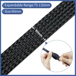 Black Nylon Mesh Tube PET Wire Sleeving Spiral Wrapping Expandable Insulated Braid Tight 3mm to 100mm Cable Sleeve