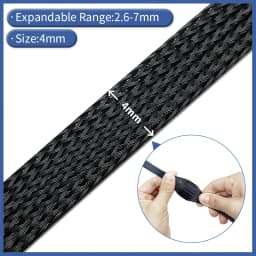 Black Nylon Mesh Tube PET Wire Sleeving Spiral Wrapping Expandable Insulated Braid Tight 3mm to 100mm Cable Sleeve