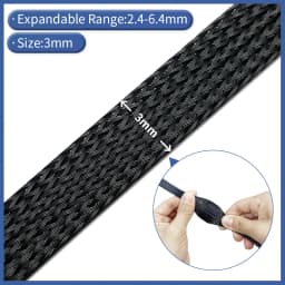 Black Nylon Mesh Tube PET Wire Sleeving Spiral Wrapping Expandable Insulated Braid Tight 3mm to 100mm Cable Sleeve