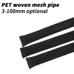 Black Nylon Mesh Tube PET Wire Sleeving Spiral Wrapping Expandable Insulated Braid Tight 3mm to 100mm Cable Sleeve