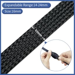 Black Nylon Mesh Tube PET Wire Sleeving Spiral Wrapping Expandable Insulated Braid Tight 3mm to 100mm Cable Sleeve