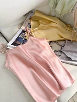 SuyaDream. Women Camis and Shorts, 19MM 100%Real Silk, Sleeveless Chic Summer Set, 2024 Solid Camisoles, White, Pink, Beige