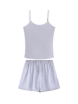 SuyaDream. Women Camis and Shorts, 19MM 100%Real Silk, Sleeveless Chic Summer Set, 2024 Solid Camisoles, White, Pink, Beige