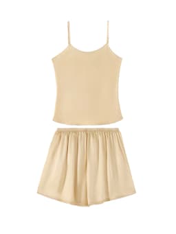 SuyaDream. Women Camis and Shorts, 19MM 100%Real Silk, Sleeveless Chic Summer Set, 2024 Solid Camisoles, White, Pink, Beige