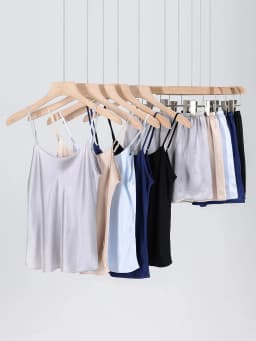 SuyaDream. Women Camis and Shorts, 19MM 100%Real Silk, Sleeveless Chic Summer Set, 2024 Solid Camisoles, White, Pink, Beige