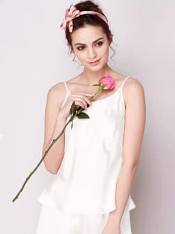 SuyaDream. Women Camis and Shorts, 19MM 100%Real Silk, Sleeveless Chic Summer Set, 2024 Solid Camisoles, White, Pink, Beige