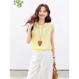 VIMLY Women's Casual Knit Short Sleeve T-shirt 2026 Summer New Blue Crew Neck Button Down Flutter Sleeve Minimalist Top 30935