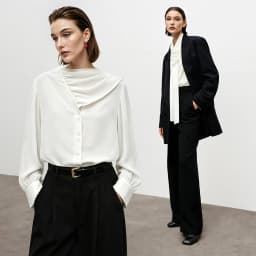 Amii Women's Blouse 2026 Autumn New V-Neck Elegant Long Sleeve Chiffon Top With Tie Neck Loose Flowy Shirt For Women 12653004