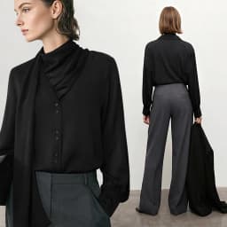 Amii Women's Blouse 2026 Autumn New V-Neck Elegant Long Sleeve Chiffon Top With Tie Neck Loose Flowy Shirt For Women 12653004