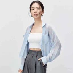 SENTUBILA Lyocell Women Shirt 2026 Spring Summer Lapel Neck Long Sleeve Crop Solid Pockets Lace-up Female Cozy Blouse 142C54323