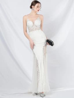 Sexy See Through Lace Maxi Summer Dress Women Elegant Luxury Mesh Bridesmaid Evening Dresses Birthday Prom Long Dresses Vestido