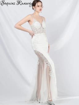 Sexy See Through Lace Maxi Summer Dress Women Elegant Luxury Mesh Bridesmaid Evening Dresses Birthday Prom Long Dresses Vestido
