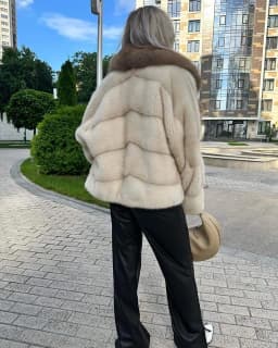 Mink Fur Jacket for Ladies, Real Mink Fur Coat, Purple Mink Fur Lapel, Warm Winter Fashion, Casual, New