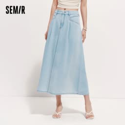 Semir Womens Skirt 2026 Cool Feeling A Line Pleated Denim Slim Fit Casual Versatile Soft