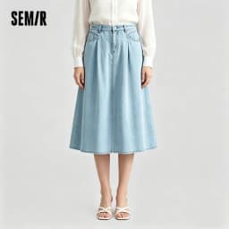 Semir Womens Skirt 2026 Cool Feeling A Line Pleated Denim Slim Fit Casual Versatile Soft