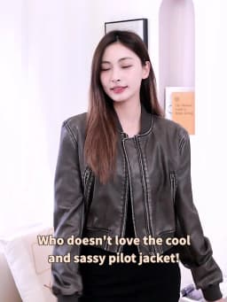 2025 Women's new vintage imitation leather bomber jacket coat top women's style