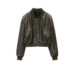 2025 Women's new vintage imitation leather bomber jacket coat top women's style