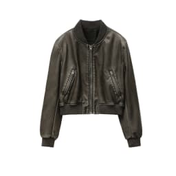 2025 Women's new vintage imitation leather bomber jacket coat top women's style