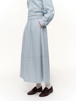 DUSHU 2026 Spring Women's Two Piece Set Design Shirt & High Waist Skirt Co-ord, Office Chic Minimalist Suit for Capsule Wardrobe
