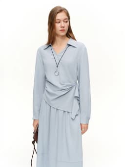 DUSHU 2026 Spring Women's Two Piece Set Design Shirt & High Waist Skirt Co-ord, Office Chic Minimalist Suit for Capsule Wardrobe