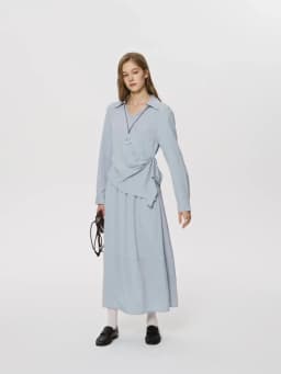DUSHU 2026 Spring Women's Two Piece Set Design Shirt & High Waist Skirt Co-ord, Office Chic Minimalist Suit for Capsule Wardrobe