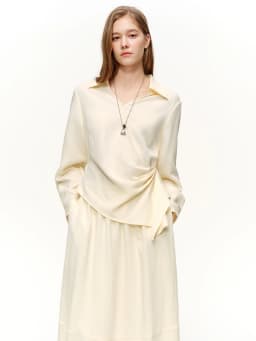 DUSHU 2026 Spring Women's Two Piece Set Design Shirt & High Waist Skirt Co-ord, Office Chic Minimalist Suit for Capsule Wardrobe