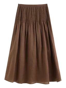 FSLE 2025 Summer Women's Structured Tuck High Waist A-Line Skirt - Flared Hem & Lightweight Fabric for Slimming Elegance
