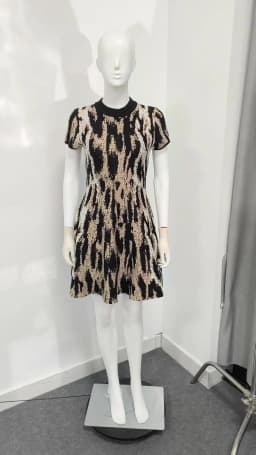 TWOTWINSTYLE Leopard Slimming Fashion Dresses for Women Round Neck Short Sleeves High Waist Casual Mini Dress Female Clothing