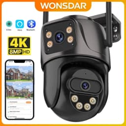 WONSDAR WIFI IP Camera Outdoor Dual Lens Security Camera 4K 8MP Ai Human Detection Security Protection Waterproof Camera PTZ ICsee